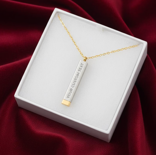 Hidden Message Sliding Bar Necklace | Engraved Secret Tube Pendant