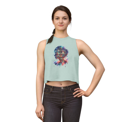 Book Lover Floral Silhouette Crop Top | Bookshelf Art Tank