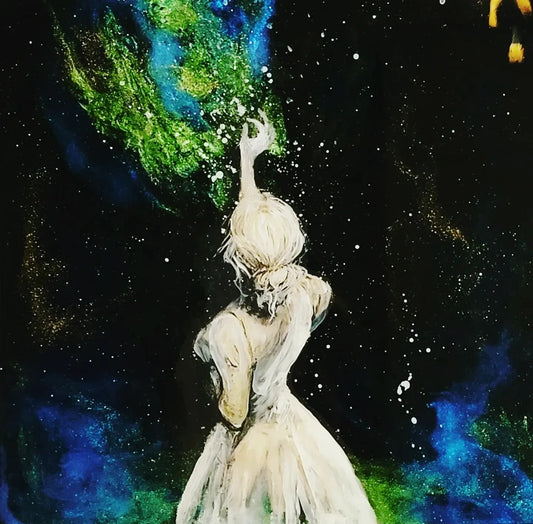 Radiant Star Seeker | Mixed Media Resin Artwork | Original Painting