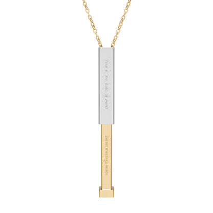 Hidden Message Sliding Bar Necklace | Engraved Secret Tube Pendant