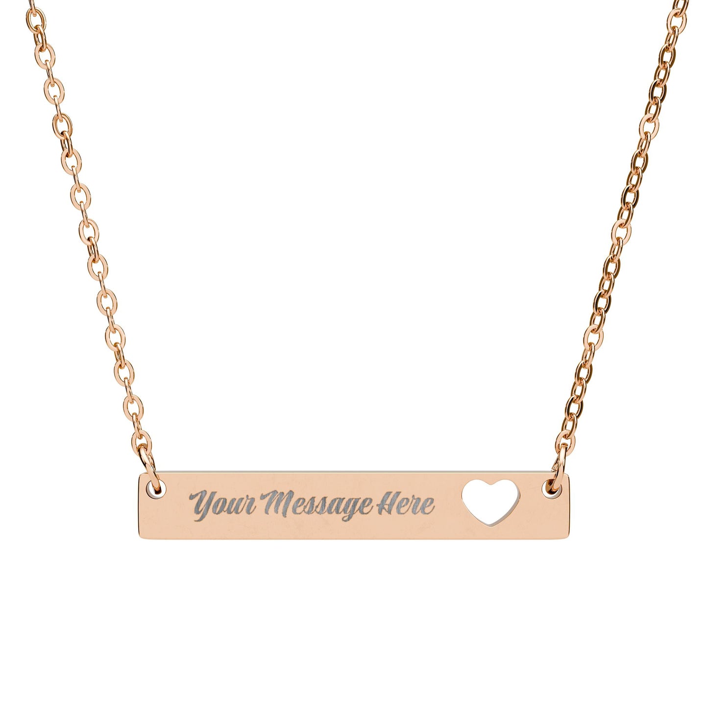 Cutout Heart Bar Necklace — Personalized Engraved Name Bar