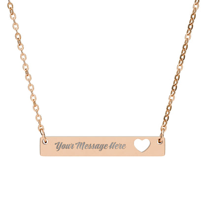 Cutout Heart Bar Necklace — Personalized Engraved Name Bar