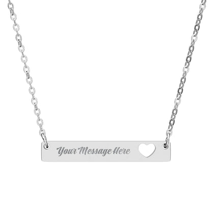 Cutout Heart Bar Necklace — Personalized Engraved Name Bar