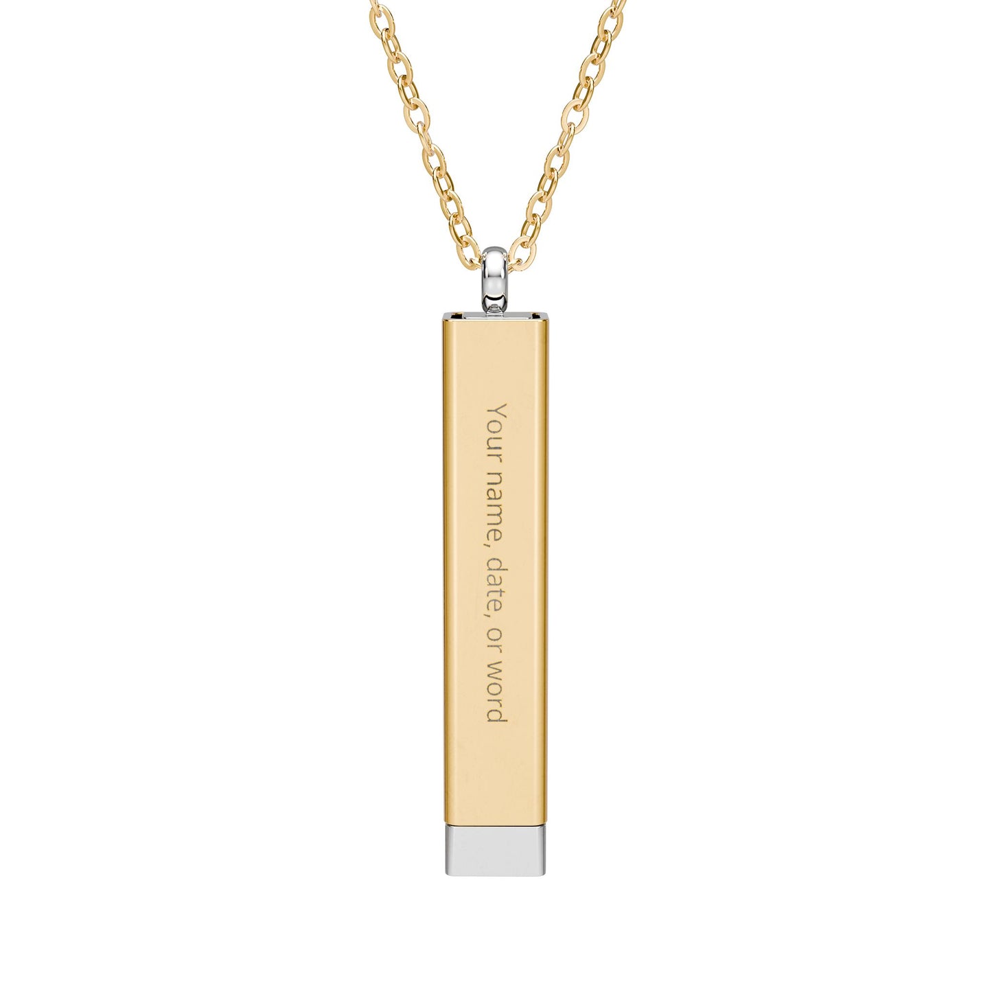 Hidden Message Sliding Bar Necklace | Engraved Secret Tube Pendant