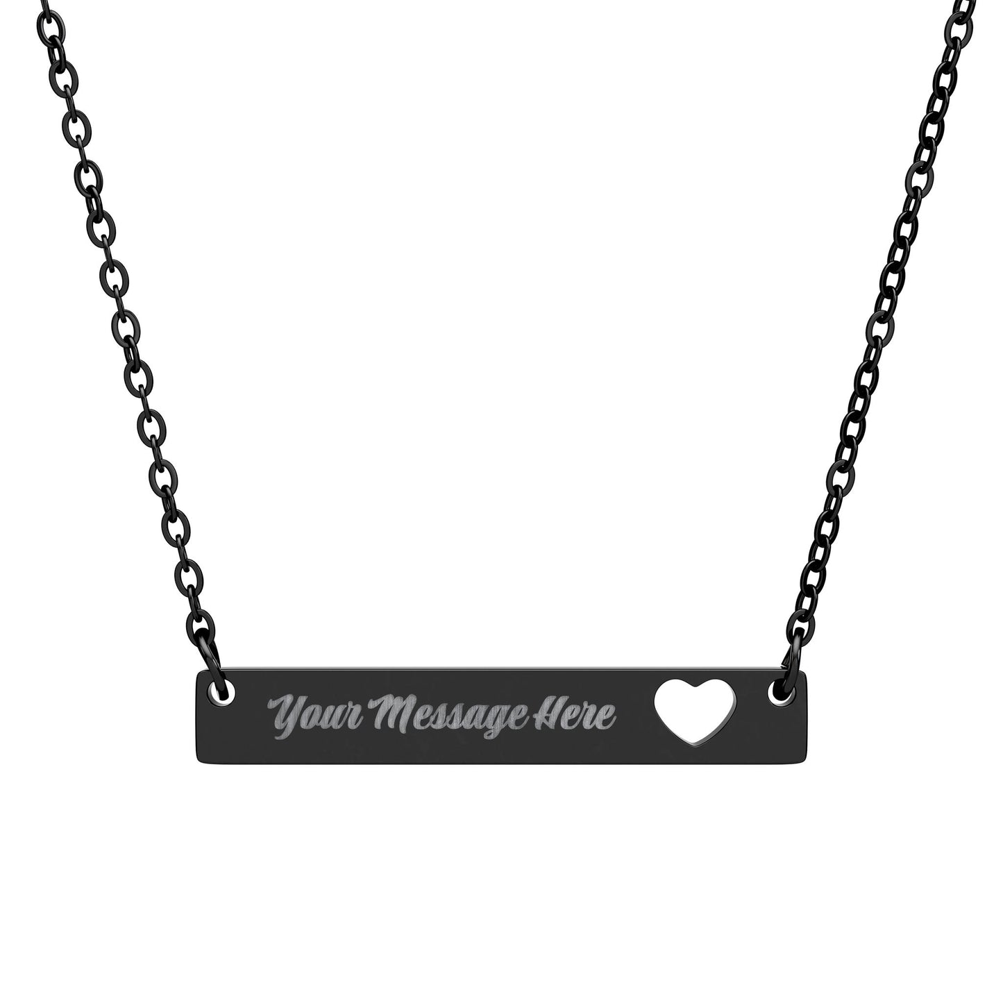 Cutout Heart Bar Necklace — Personalized Engraved Name Bar