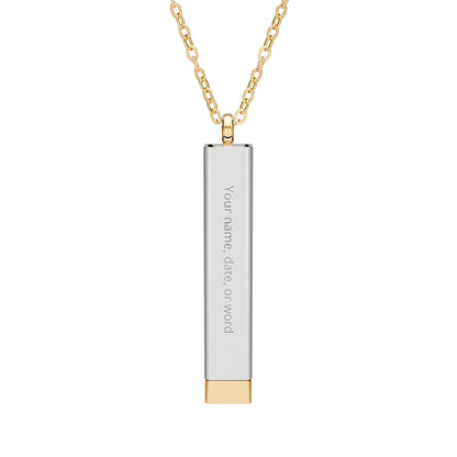 Hidden Message Sliding Bar Necklace | Engraved Secret Tube Pendant