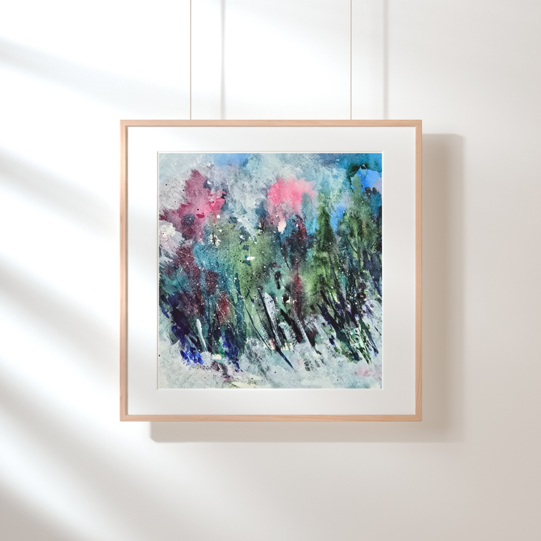 Nature Inspired Abstract Wall Art | Mixed Media Forest Painting