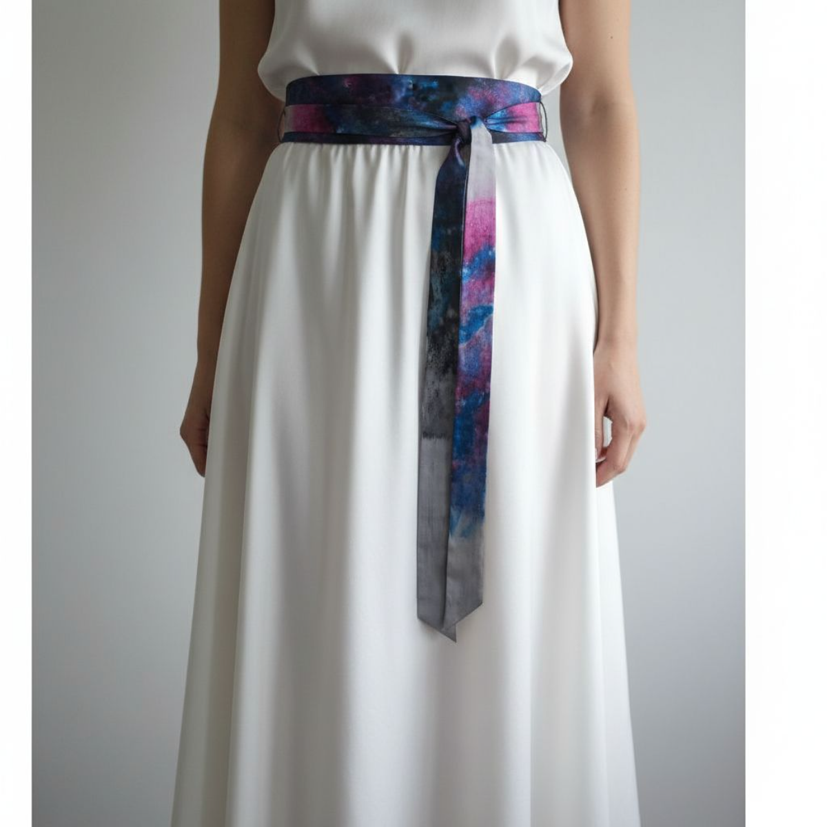 Galaxy Silk Obi Belt | Hand-Painted Reversible Sash | Artisan Wearable Art Gift for Her