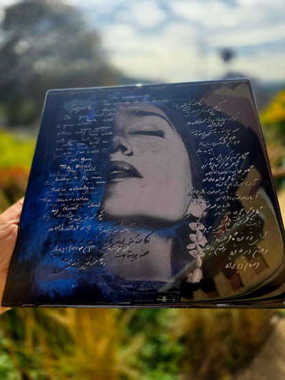 Self-Portrait Mixed Media Painting with Calligraphy under Resin Layers by Maryam Mohi